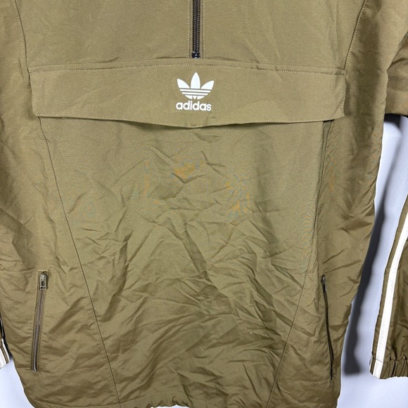 Adidas Originals Mens Olive Green Half Zip Anorak Windbreaker Jacket Size M - Picture 2 of 4